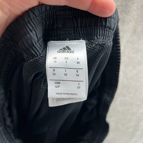 Adidas Sweatpants Women Small Black Wind Track Ankle Zip VTG Straight Trefoil - Picture 8 of 12